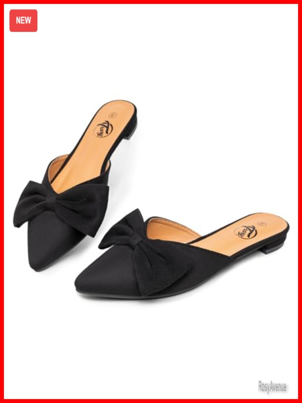 Bow Pointed Toe Mules Women Flats Business Casual Comfort